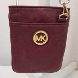 Michael Kors Burgundy Pebble Leather Crossbody